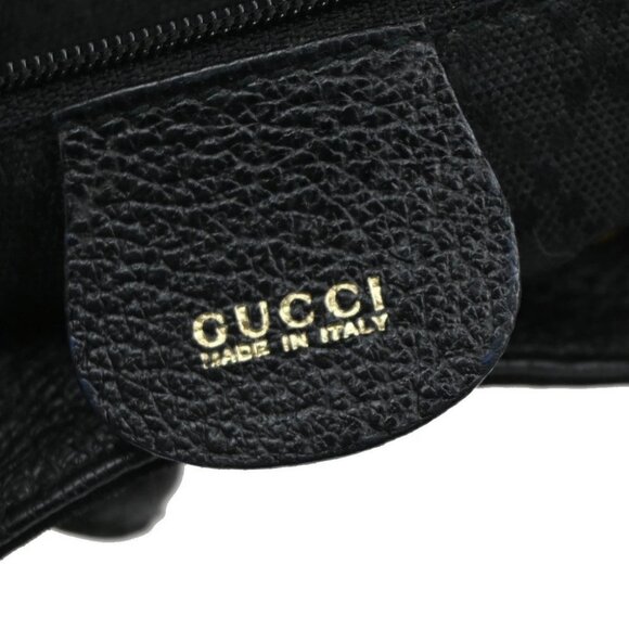 GUCCI Logo GG Pattern Bamboo Backpack Bag Suede Canvas Black SHW Italy